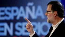 El presidente en funciones, Mariano Rajoy, durante un acto de precampaña.
