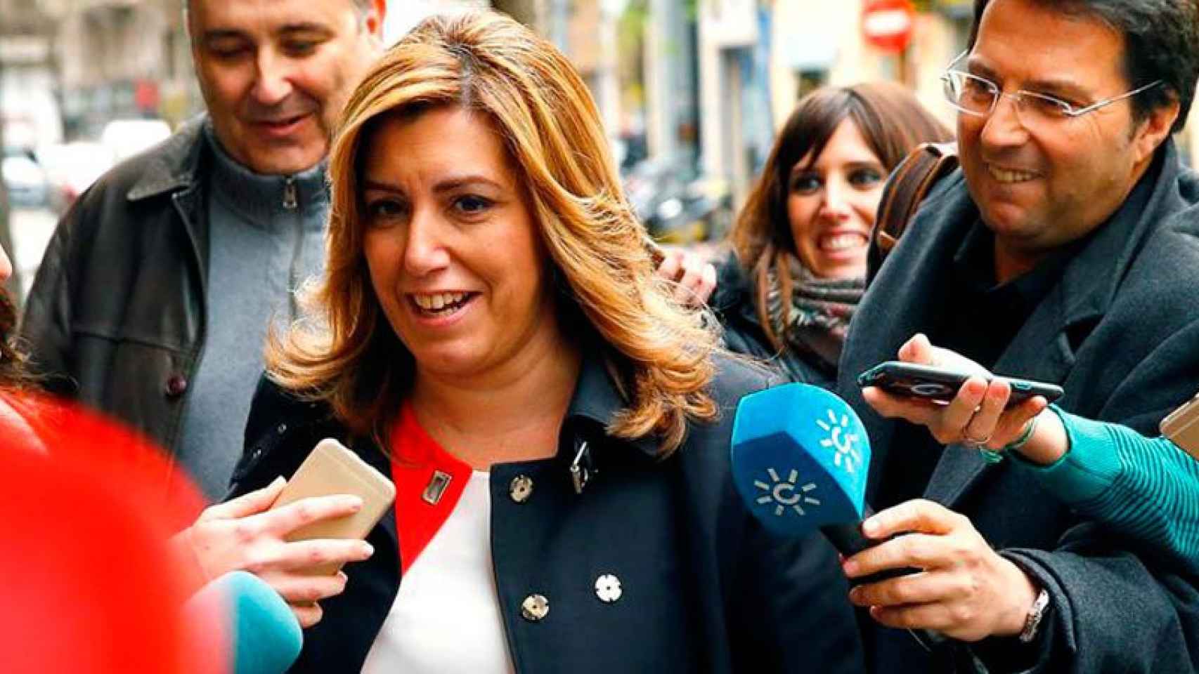 Susana Díaz, secretaria general del PSOE de Andalucía y presidenta de la comunidad, a su llegada a la sede del PSOE en Madrid.