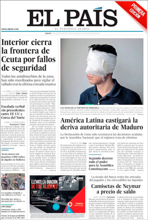 Portada de 'El País' del 10 de agosto de 2017 / CG