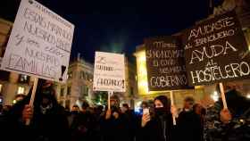 Protesta del sector de la hostelería en Barcelona el lunes / EFE