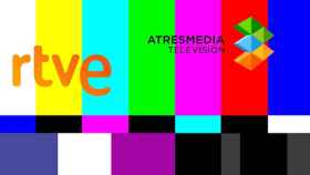 Atresmedia y RTVE sobre fondo televisión / CG
