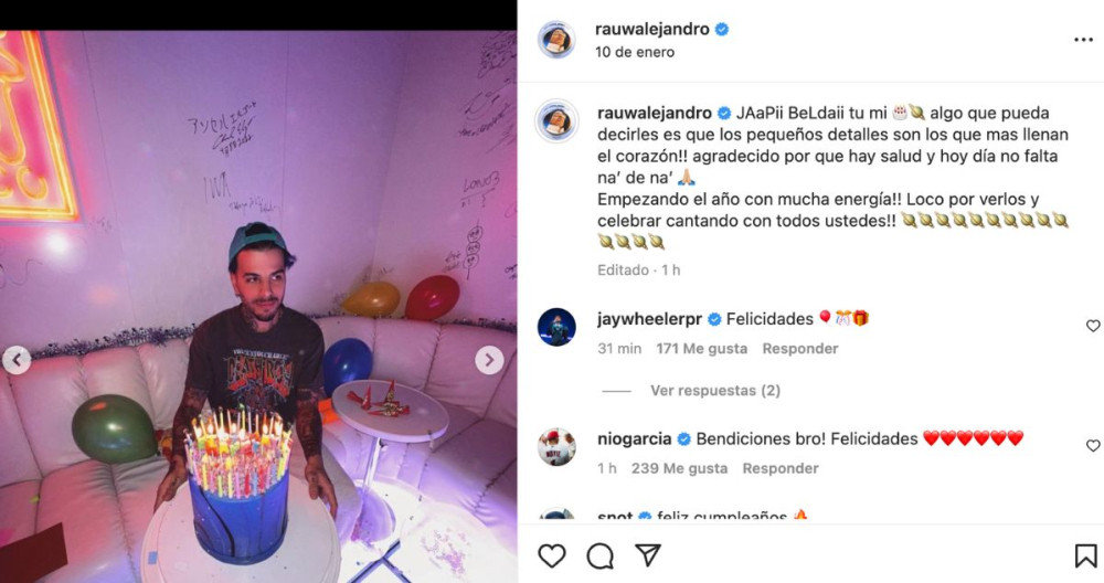 Publicación de Rauw Alejandro en Instagram / @rauwalejandro