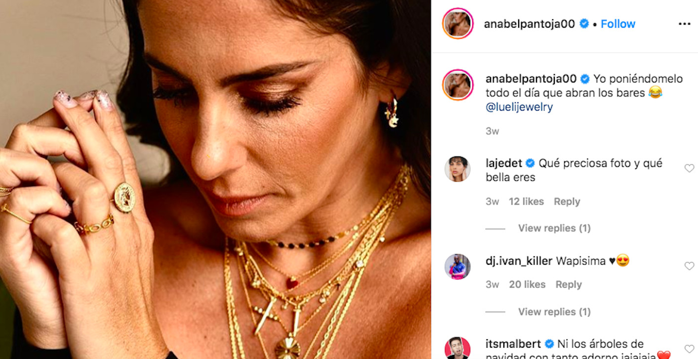 Anabel Pantoja haciendo publicidad de sus joyas en las redes sociales / INSTAGRAM