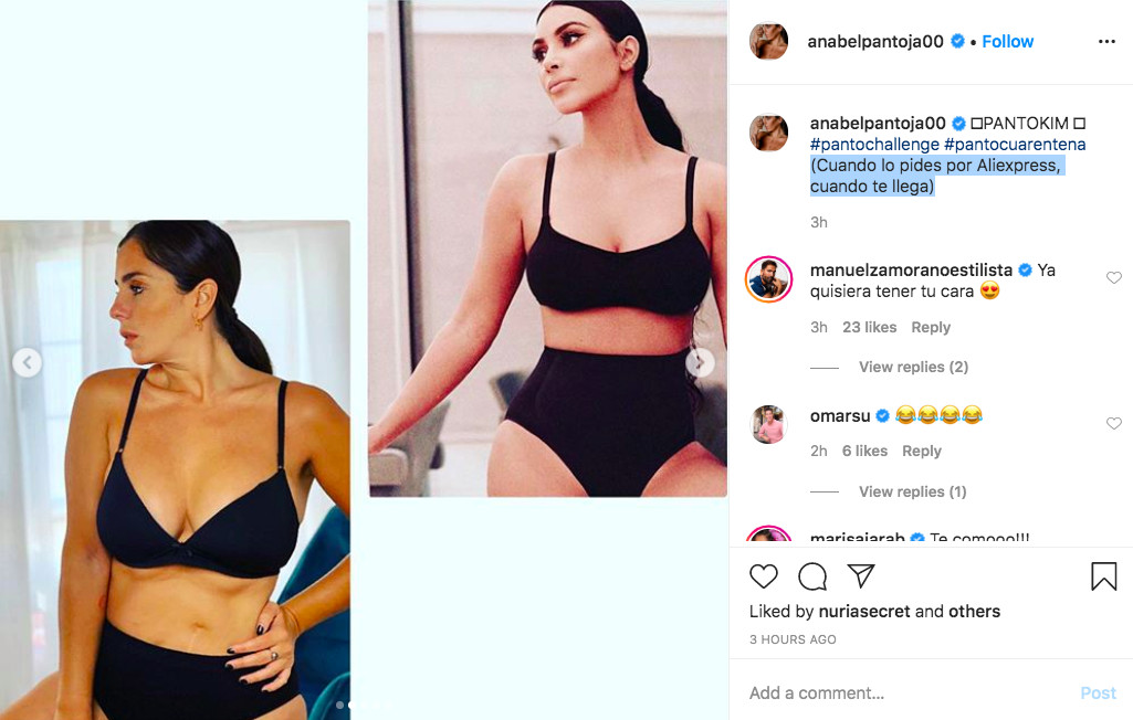 Anabel Pantoja posa en ropa interior de color negro al igual que Kim Kardashian / INSTAGRAM