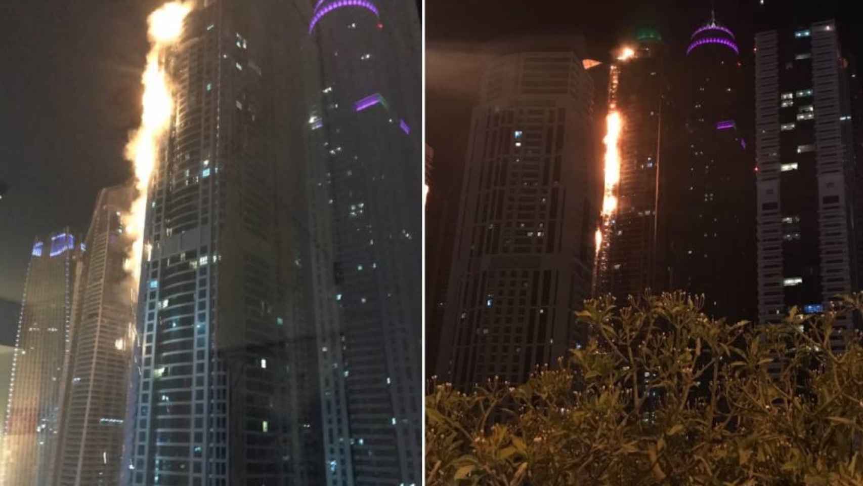 La torre 'Torch' arde en llamas en Dubái