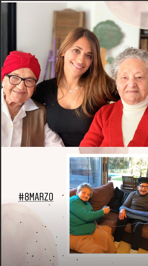 Antonella Roccuzzo con sus abuelas