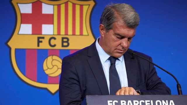 Joan Laporta en rueda de prensa en agosto de 2021 / EFE