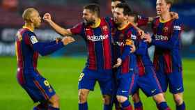 Los jugadores del Barça, celebrando un gol contra la Real Sociedad / FCB