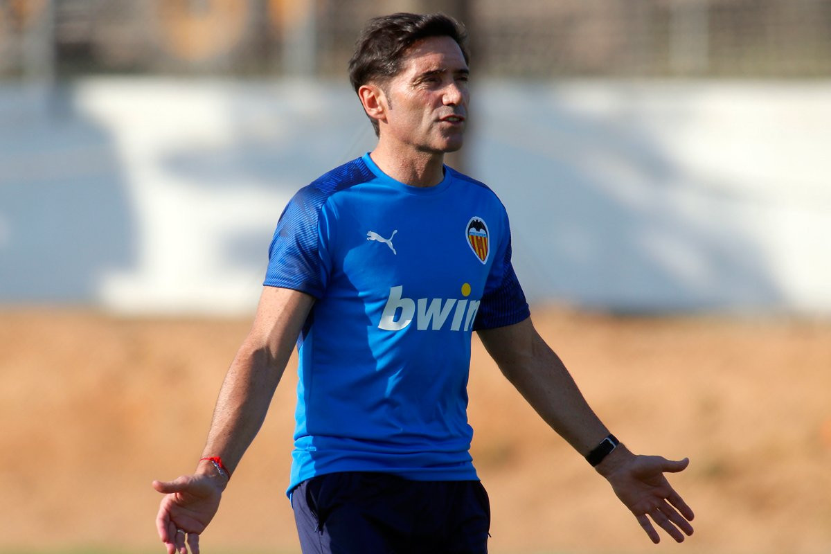 Marcelino en un entrenamiento del Valencia / EFE