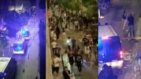 Tres imágenes de las cargas policiales en la última noche de las FIestas de Sants / CG