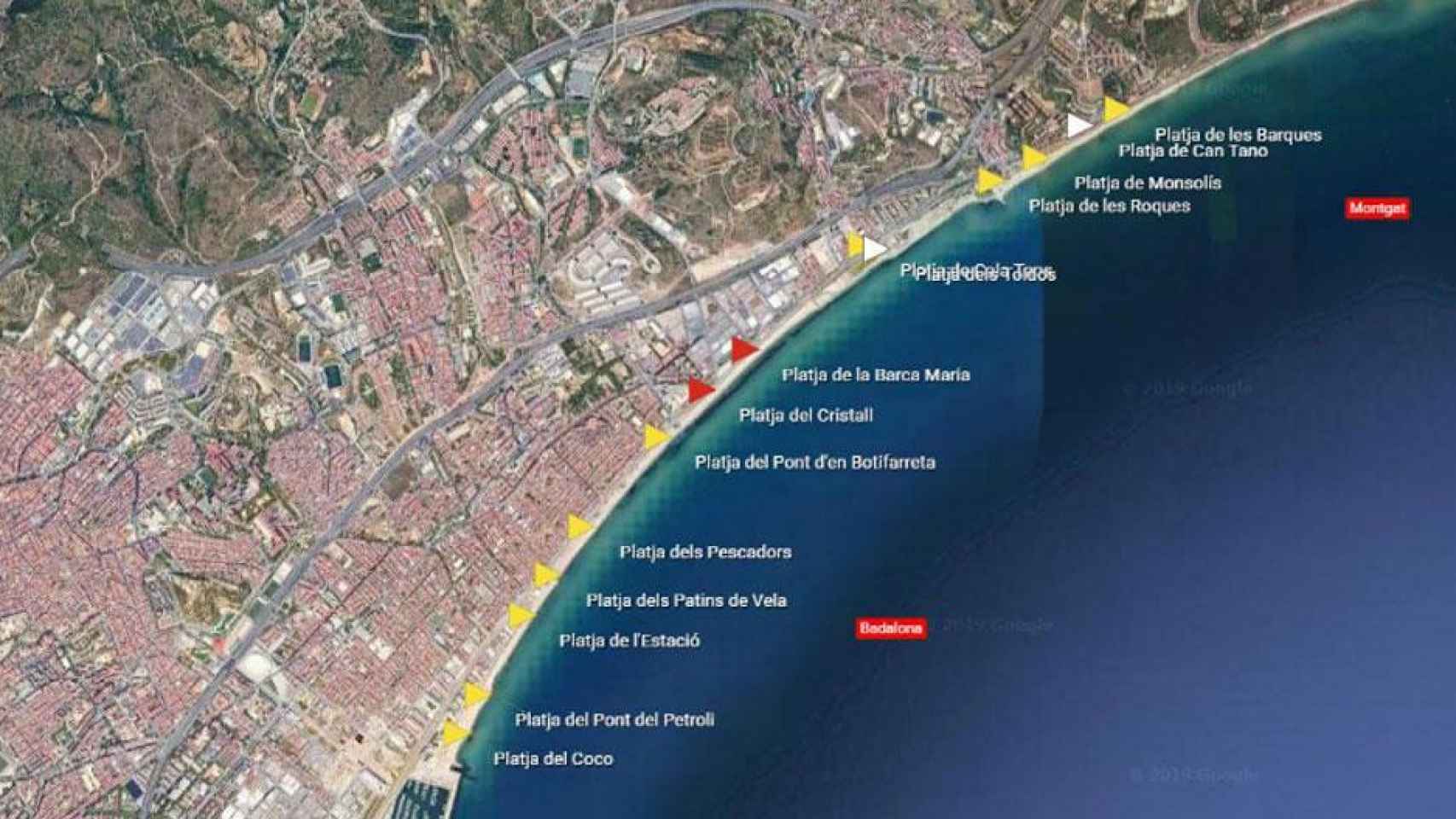 Cierran playas de Barcelona,  Sant Adrià, Badalona y Montgat por el estado deficiente del agua / PROTECCIÓN CIVIL