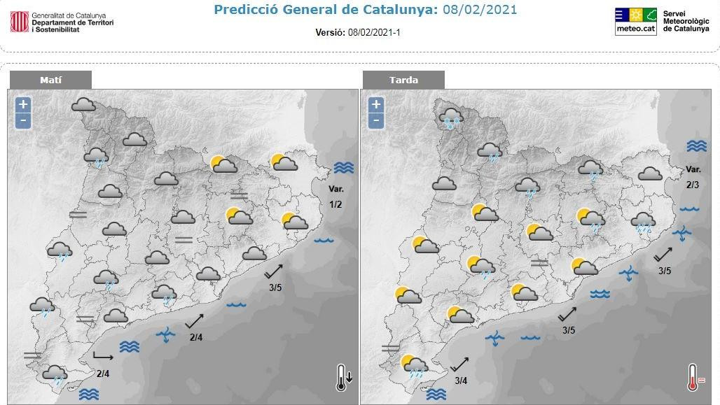 Predicción general para este 8 de febrero en Cataluña / METEOCAT