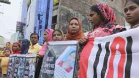 Manifestación de trabajadores tras el drama del derrumbe de Rana Plaza, en Bangladés