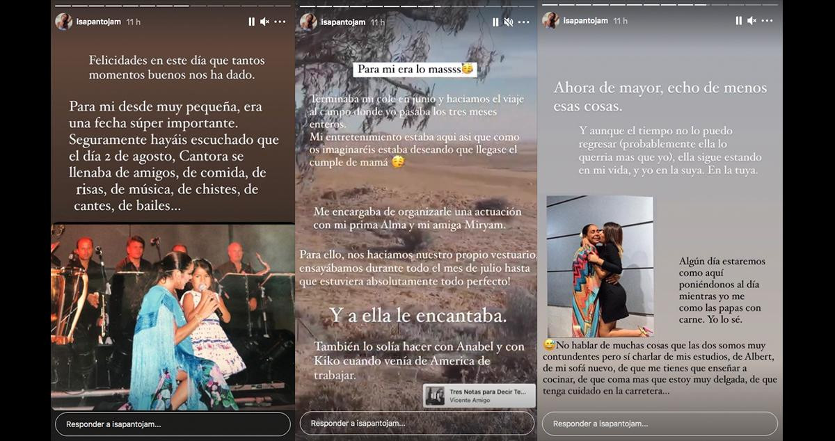 Historias de Isa Pantoja en Instagram / @isapantojam