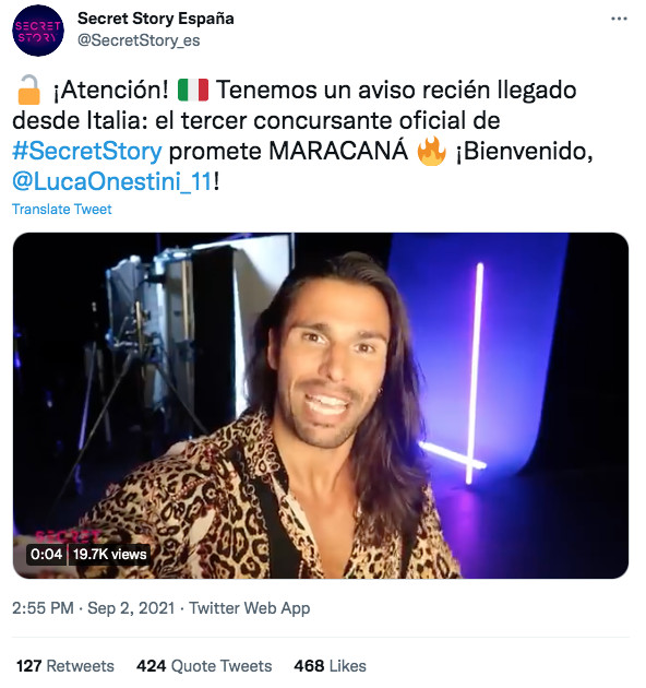 Publicación de Secret Story España en Twitter / @SecretStory_es