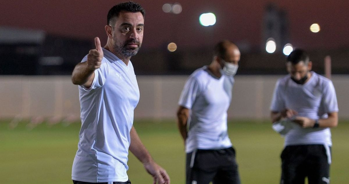 Xavi Hernández, dirigiendo un entrenamiento del Al Sadd / Al Sadd