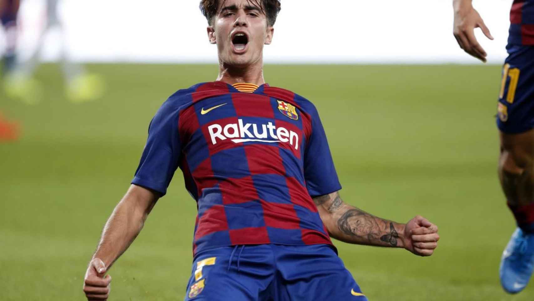 Álex Collado celebrando un gol con el Barça B / FCB