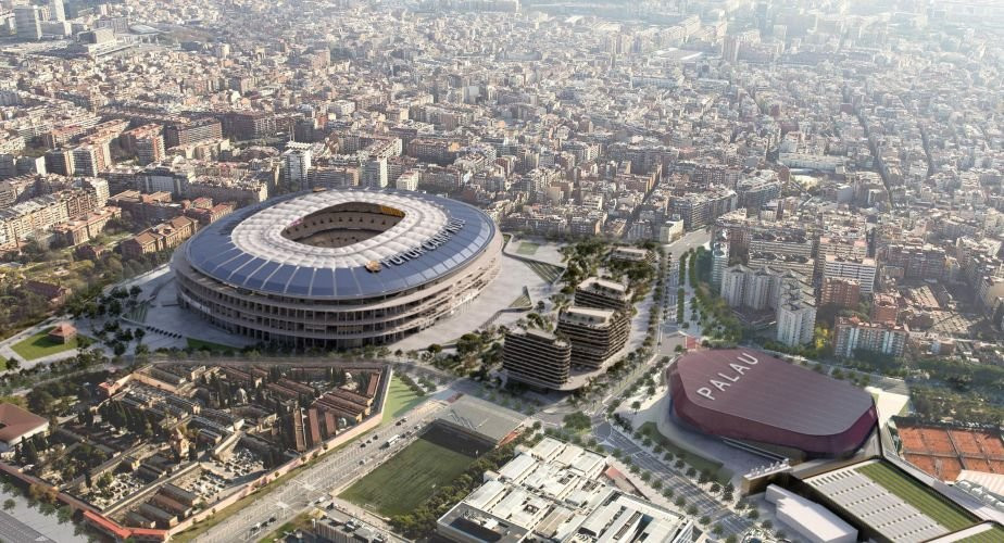 Recreación virtual del futuro Espai Barça, con el Camp Nou reformado y el nuevo Palau / FCB