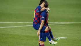 Leo Messi e Ivan Rakitic celebrando el gol de croata al Athletic Club / EFE