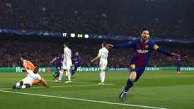 Messi celebra su gol frente al Chelsea la temporada pasada / EFE