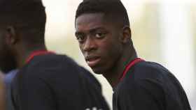 Ousmane Dembelé en un entrenamiento del Barça / EFE