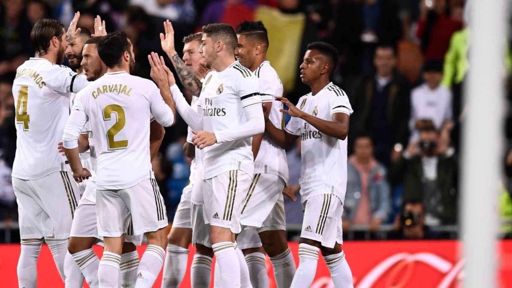 Los jugadores del Real Madrid celebran un gol EFE