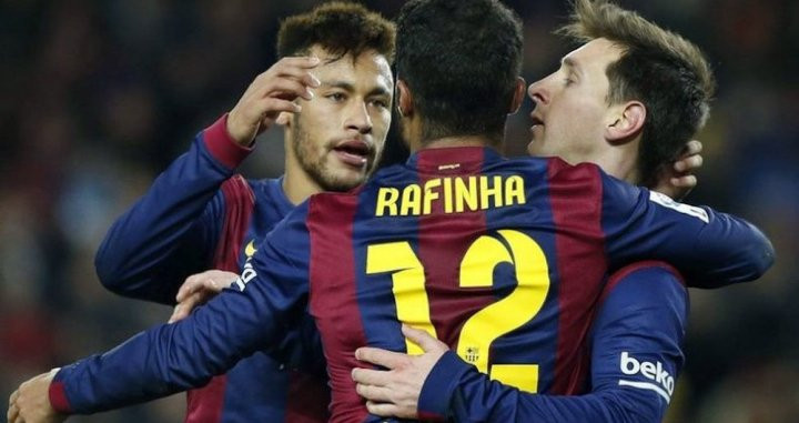 Una foto de archivo de Rafinha, Messi y Neymar / EFE
