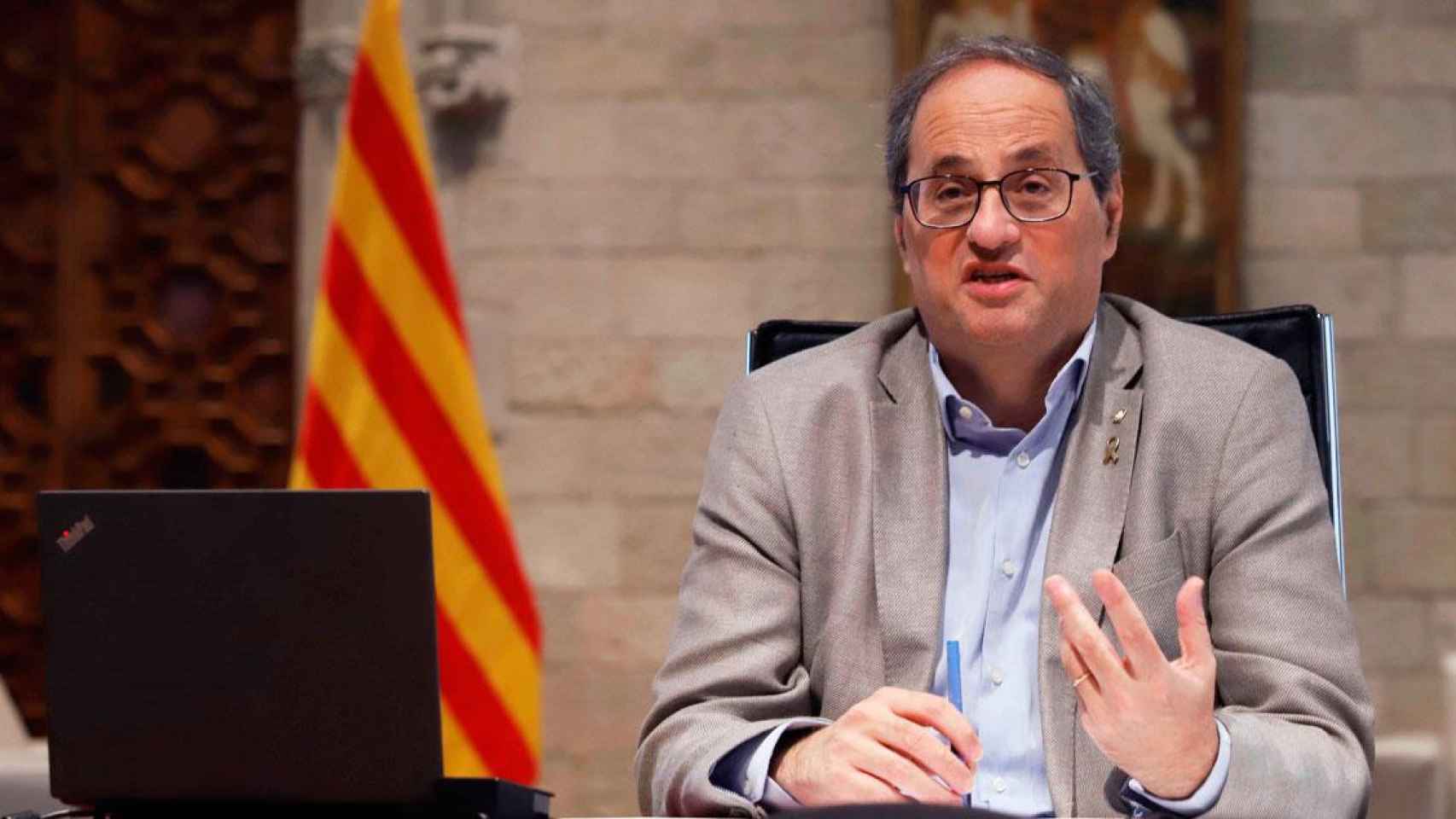 Quim Torra, presidente de la Generalitat de Cataluña, en el Palacio de la Generalitat en Barcelona / EFE