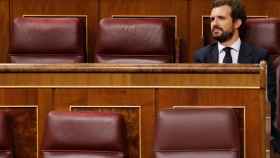 Pablo Casado, en su escaño, en la sesión de control en el Congreso / EP