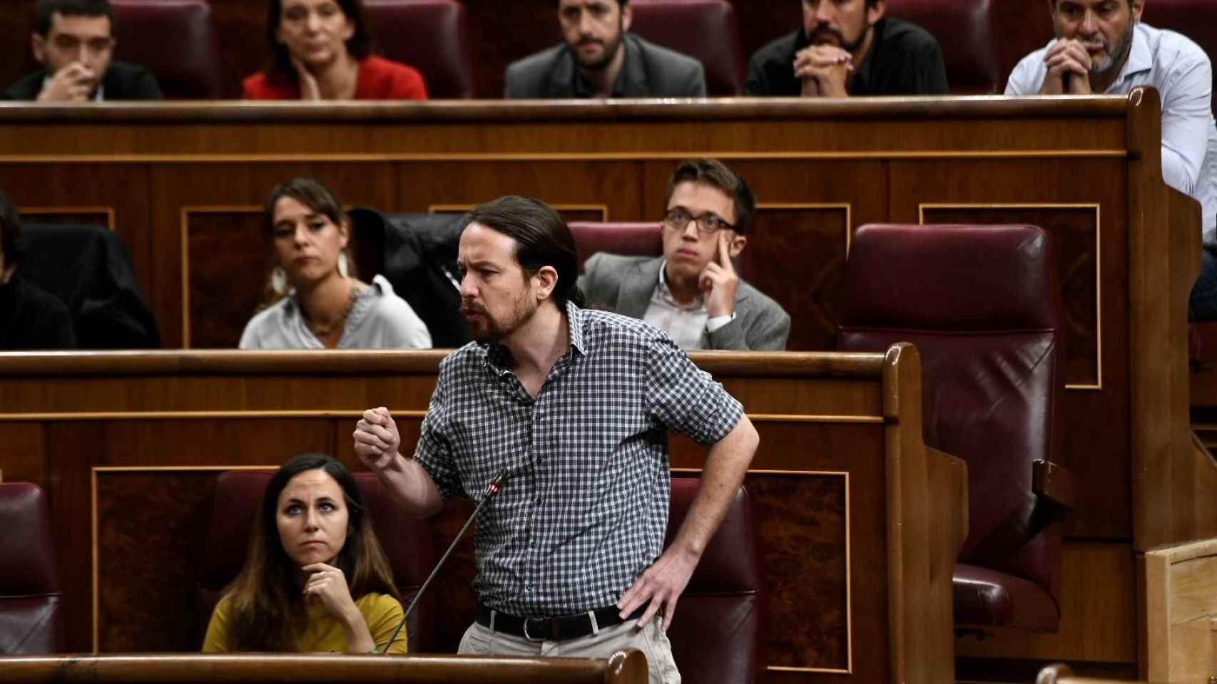 Pablo Iglesias, líder de Podemos, durante una intervención en el Congreso