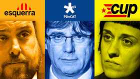Oriol Junqueras, Carles Puigdemont y Anna Gabriel. Un eurodiputado pide la ilegalización de PDeCAT, ERC y CUP / FOTOMONTAJE DE CG