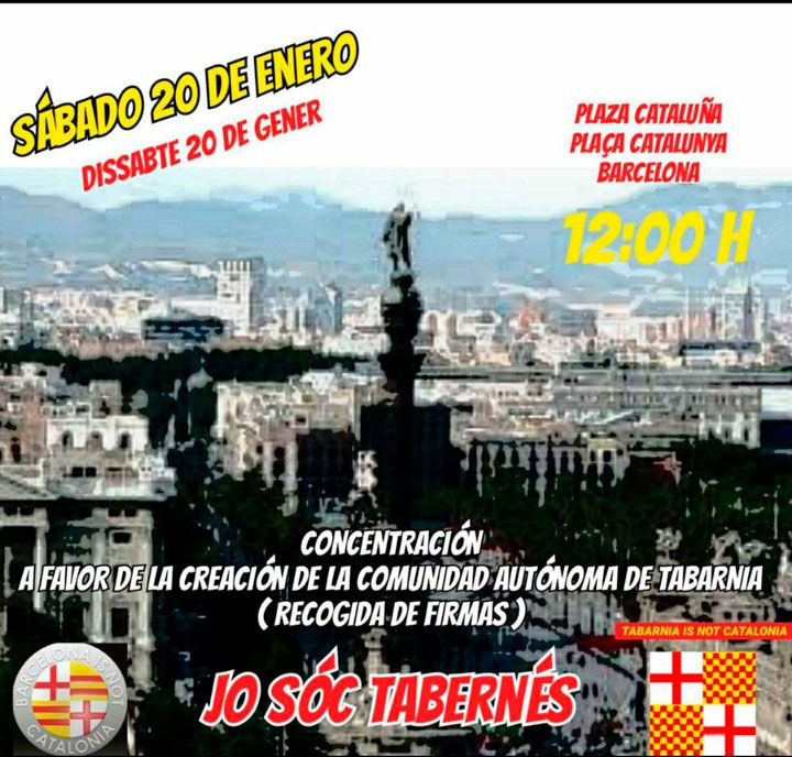 Cartel completo de la manifestación a favor de Tabarnia en Barcelona el 20 de enero / CG