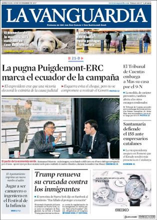 Portada de 'La Vanguardia' del 13 de diciembre / CG