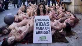 Manifestación animalista en Barcelona contra las granjas peleteras / TWITTER (@AnimaNaturalis)