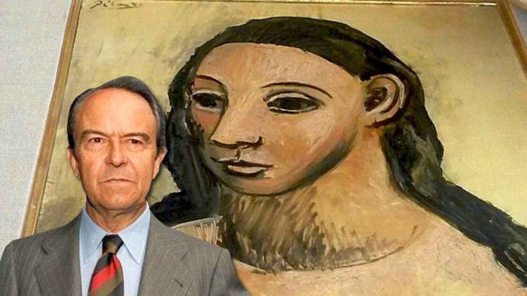 Jaime Botín, expresidente de Bankinter, junto a la obra de Picasso 'Cabeza de mujer jóven' / FOTOMONTAJE DE CG