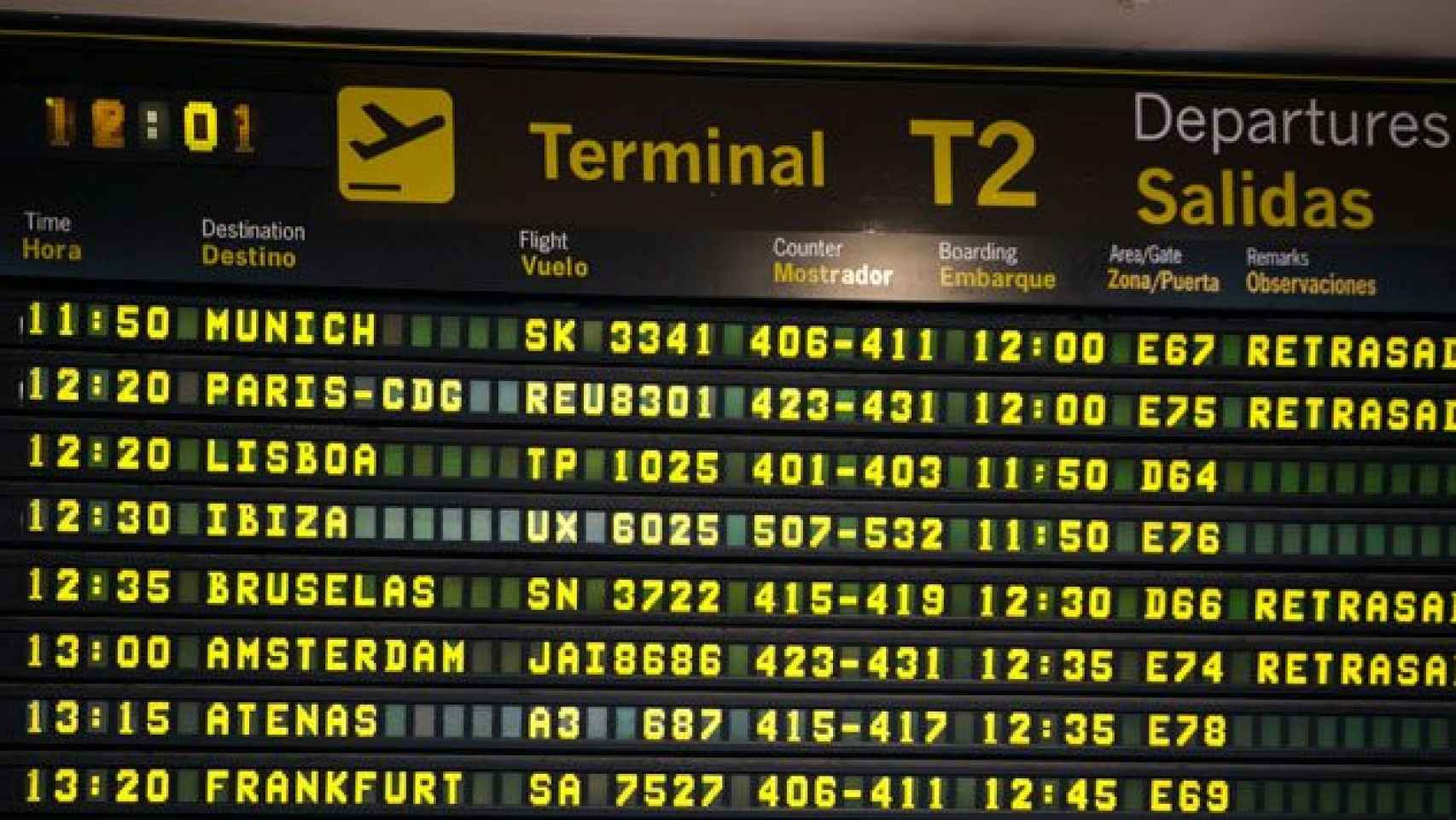Panel de información de la Terminal 2 del Aeropuerto Adolfo Suárez-Madrid Barajas / CG