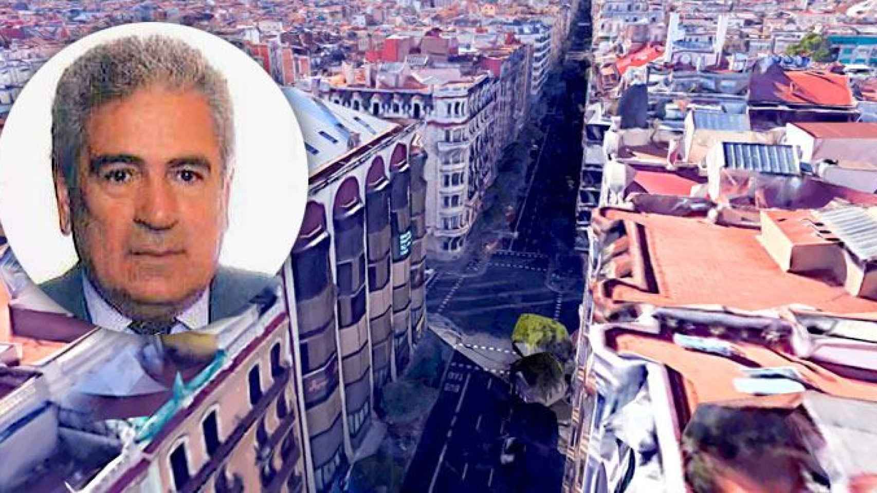 El abogado Juan Ignacio Sardá Antón y una vista de la calle Muntaner de Barcelona / CG
