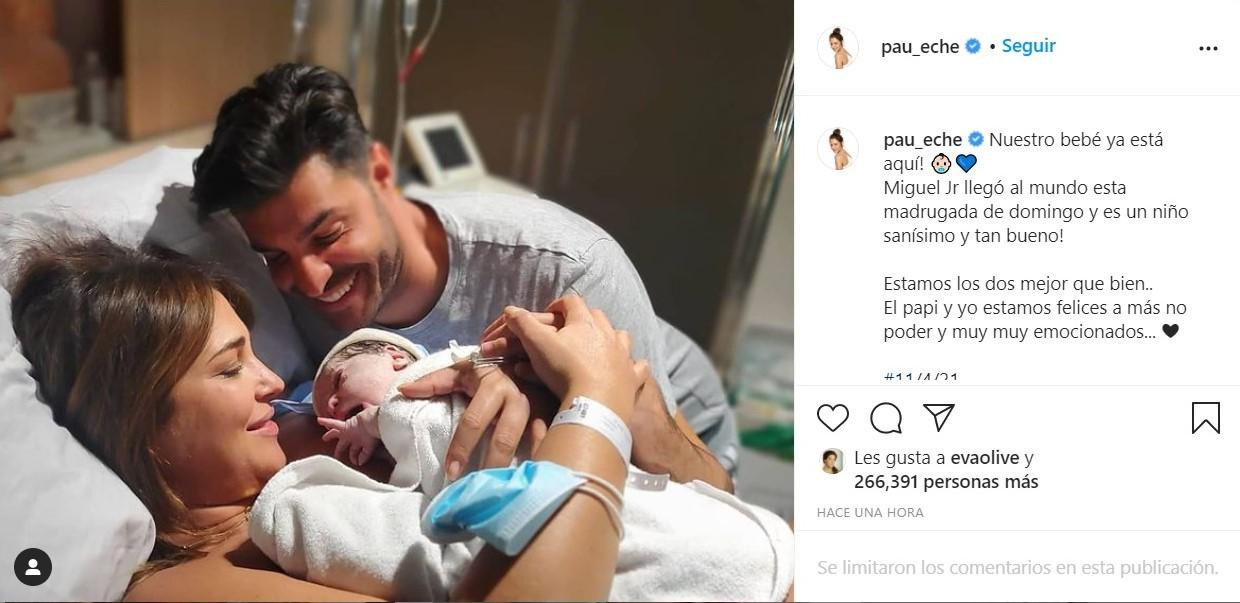 Paula Echevarría anuncia el nacimiento de Miguel Jr. en redes sociales / INSTAGRAM