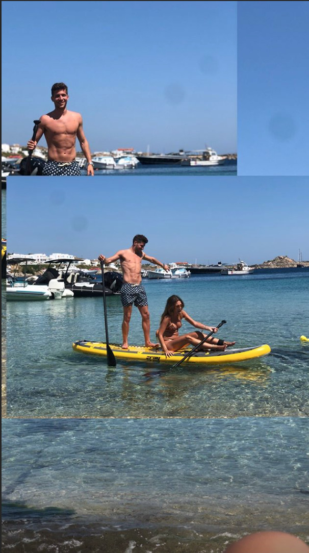 Sergi Roberto y Coral Simanovich practican paddle surf en las islas griegas