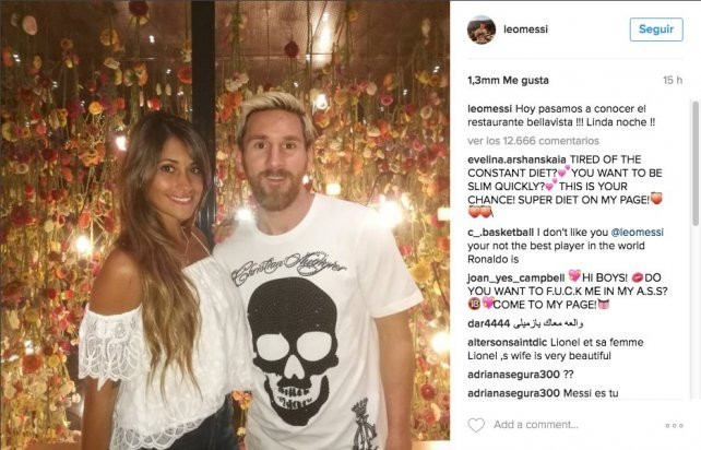 Messi y Antonella en el restaurante Bellavista / INSTAGRAM