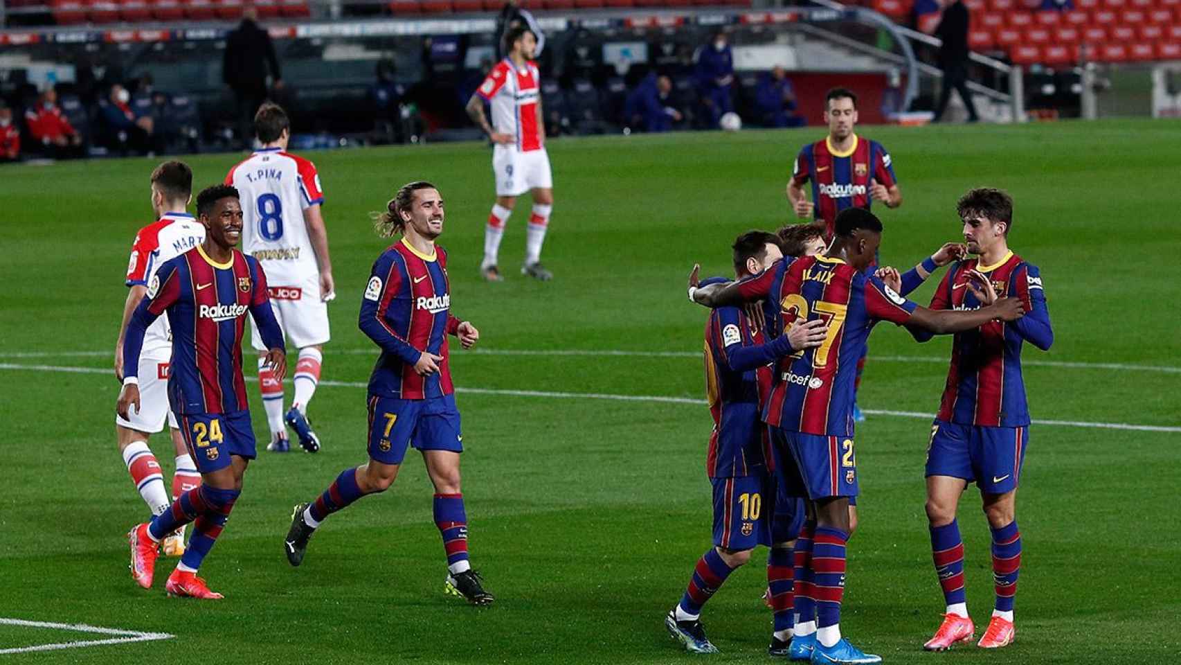 Los jugadores del Barça, celebrando un gol contra el Alavés | EP