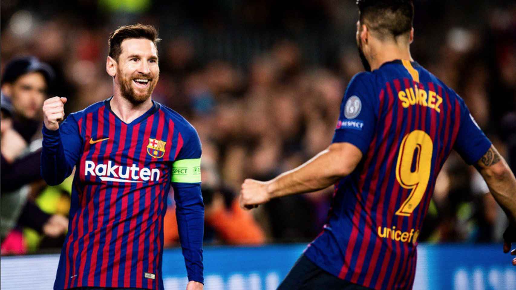 Messi y Suárez celebrando un gol en Champions / EFE