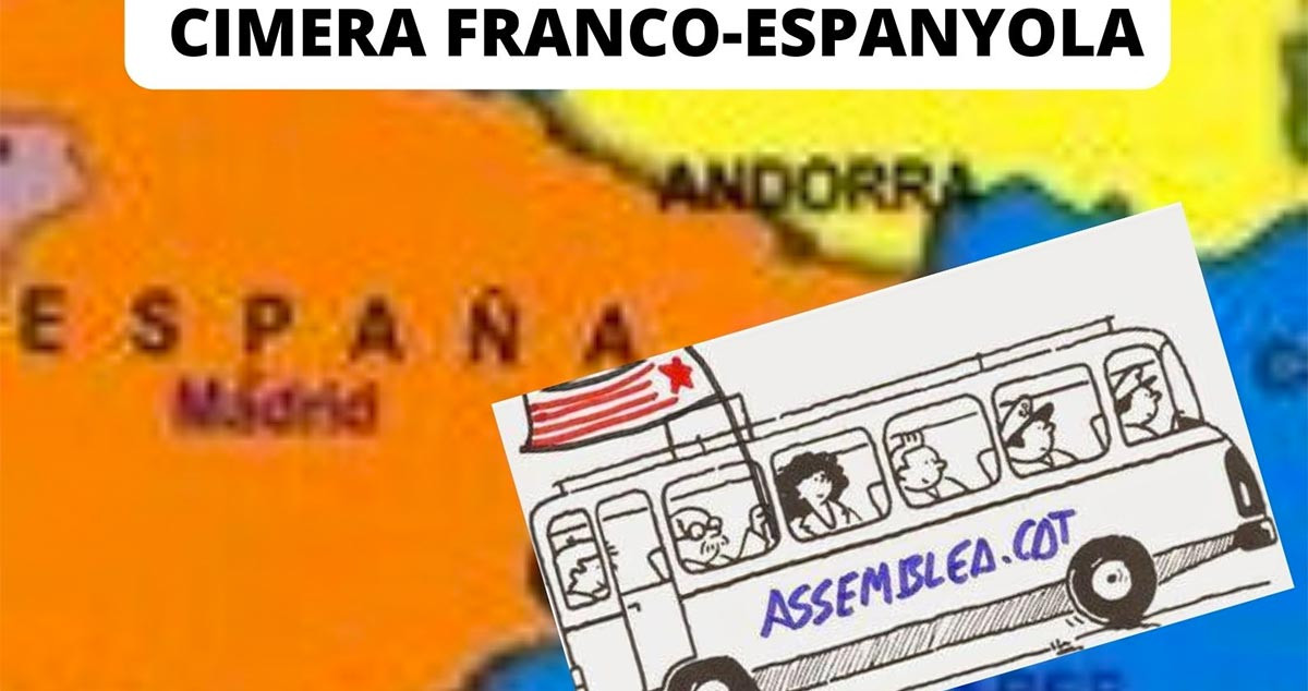 Cartel de la ANC promocionando sus autocares contra la cumbre franco-española / ANC
