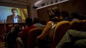 El expresidente de la Generalitat, Carles Puigdemont, a través de videoconferencia desde Alemania / EFE