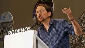 El secretario general del Podemos, Pablo Iglesias, en un acto de su partido / EFE