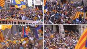 Cientos de personas convocadas por la ANC, Òmnium Cultural, Plataforma per la Llengua, la AMI y Súmate, con al apoyo de ERC, ICV, UDC, DdC y la CUP, se manifiestan contra el acuerdo del PSC y C's en el Ayuntamiento de Lleida