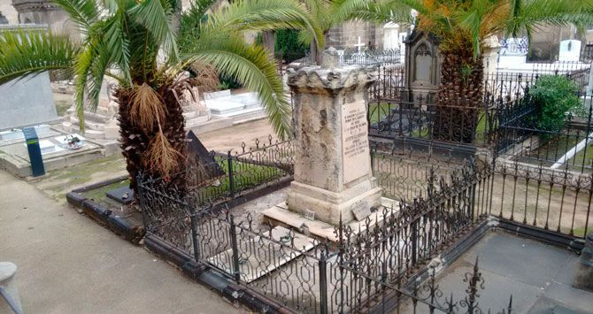 Una palmera crece desde una sepultura del cementerio de Poblenou de Barcelona / CG