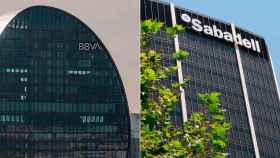 Oficinas principales de BBVA y Banco Sabadell / FOTOMONTAJE CG