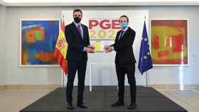 Pedro Sánchez y Pablo Iglesias durante la presentación de los Presupuestos Generales del Estado 2021 / MONCLOA