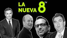 Borja García Nieto, Christian Georges Pérez Pradere, Nicola Pedrazzoli y Francisco Javier Morán Rey y los cuatro socios que han comprado 8TV / MONTAJE CG